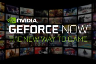 Official NVIDIA GeForce NOW promotional banner showcasing RTX cloud gaming across multiple devices.
