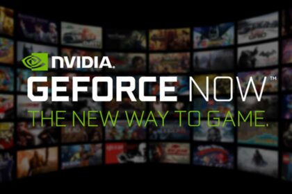 Official NVIDIA GeForce NOW promotional banner showcasing RTX cloud gaming across multiple devices.