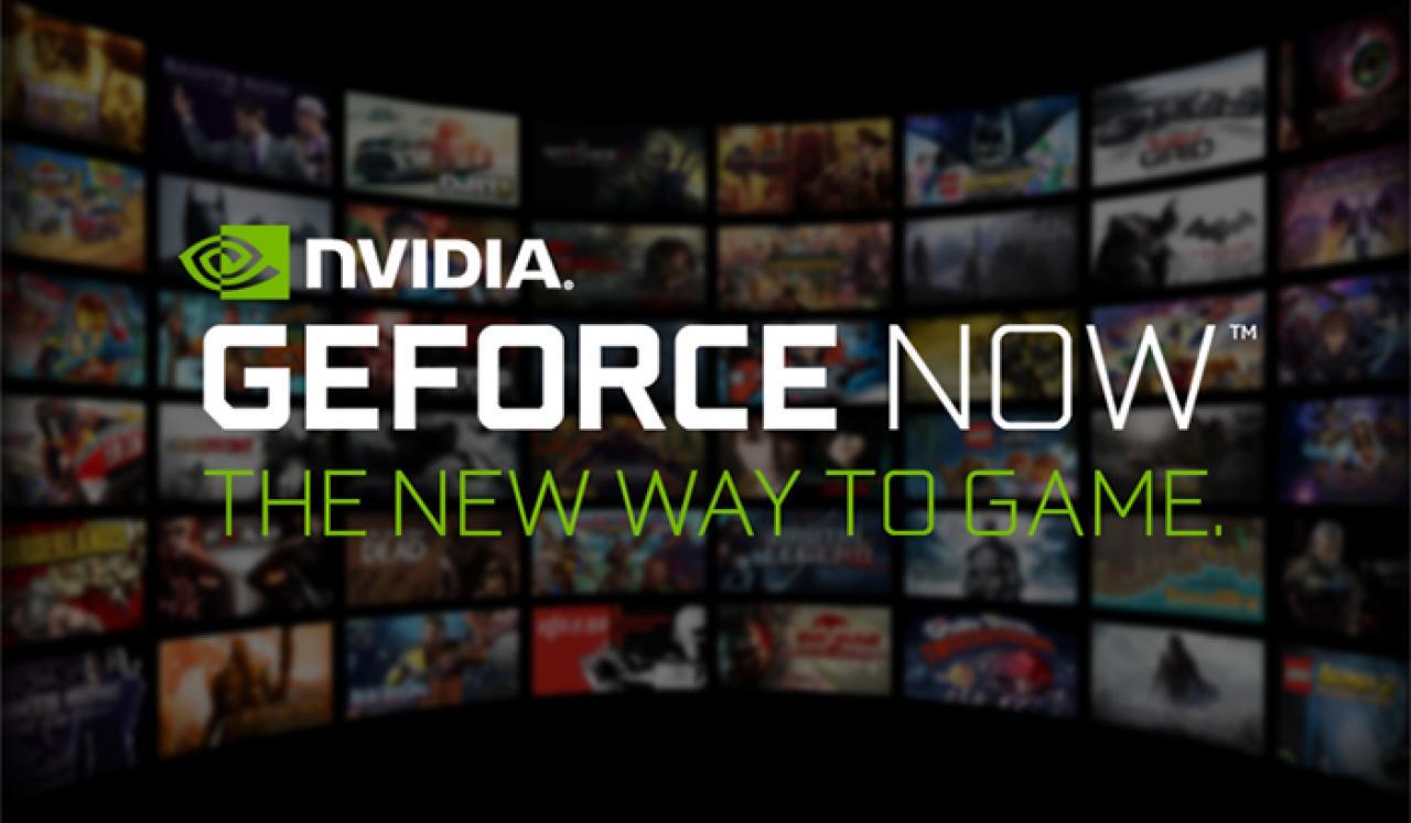 Official NVIDIA GeForce NOW promotional banner showcasing RTX cloud gaming across multiple devices.