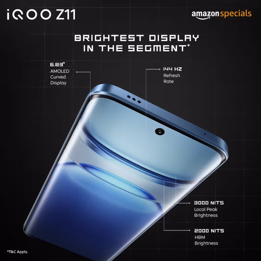 iQOO Z11 with 144Hz curved AMOLED display and Dimensity 7500 Turbo